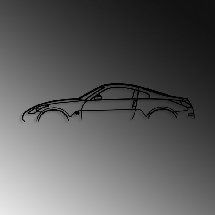 Wallity Nissan 350Z Silhouette Escultura de pared de metal negra